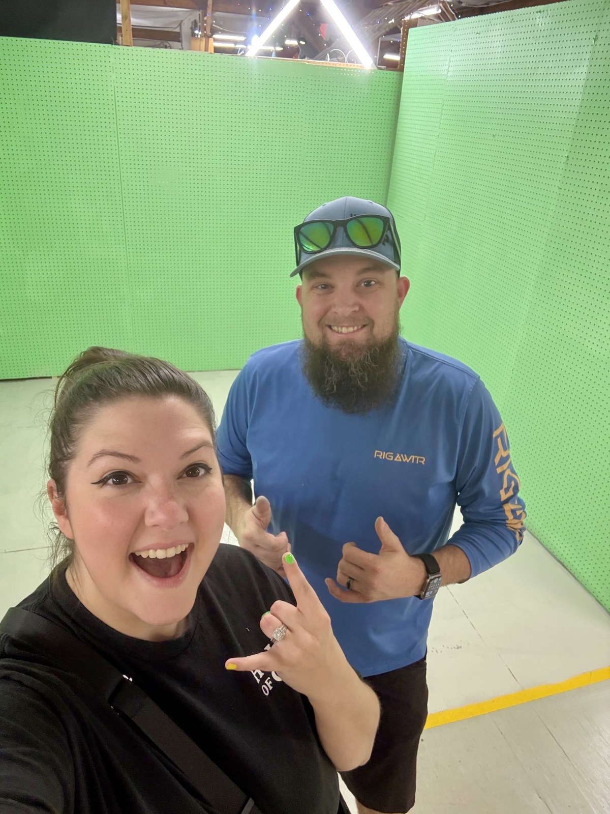 Ashley and Jacob inside their new booth before setting up