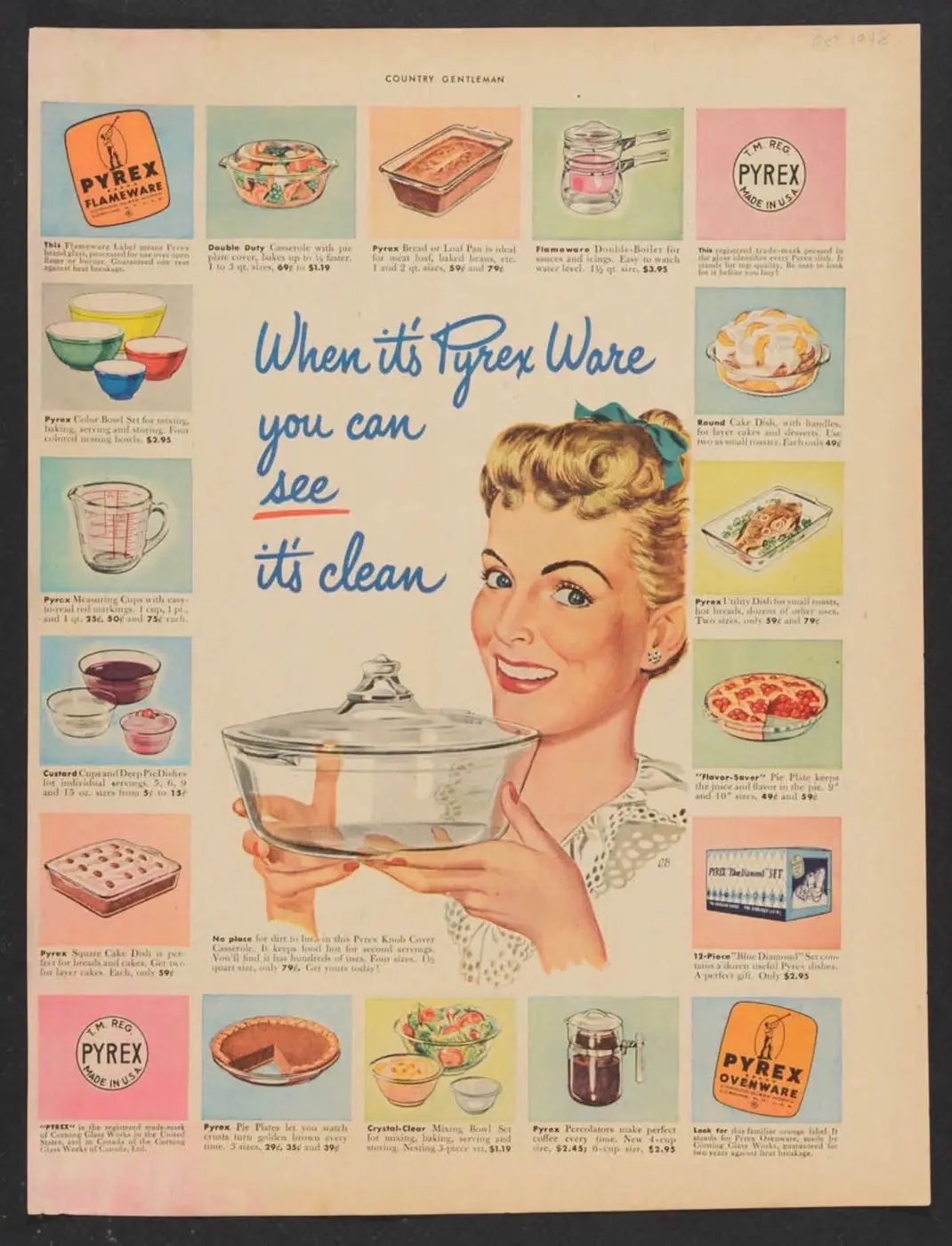 Vintage illustrated Pyrex kitchenware advertisement