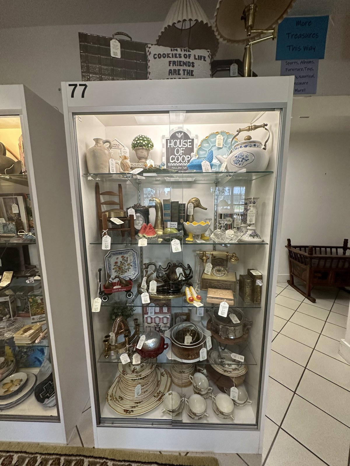 A second view of House of Coop’s first Palmetto antique-mall cabinet, numbered 77