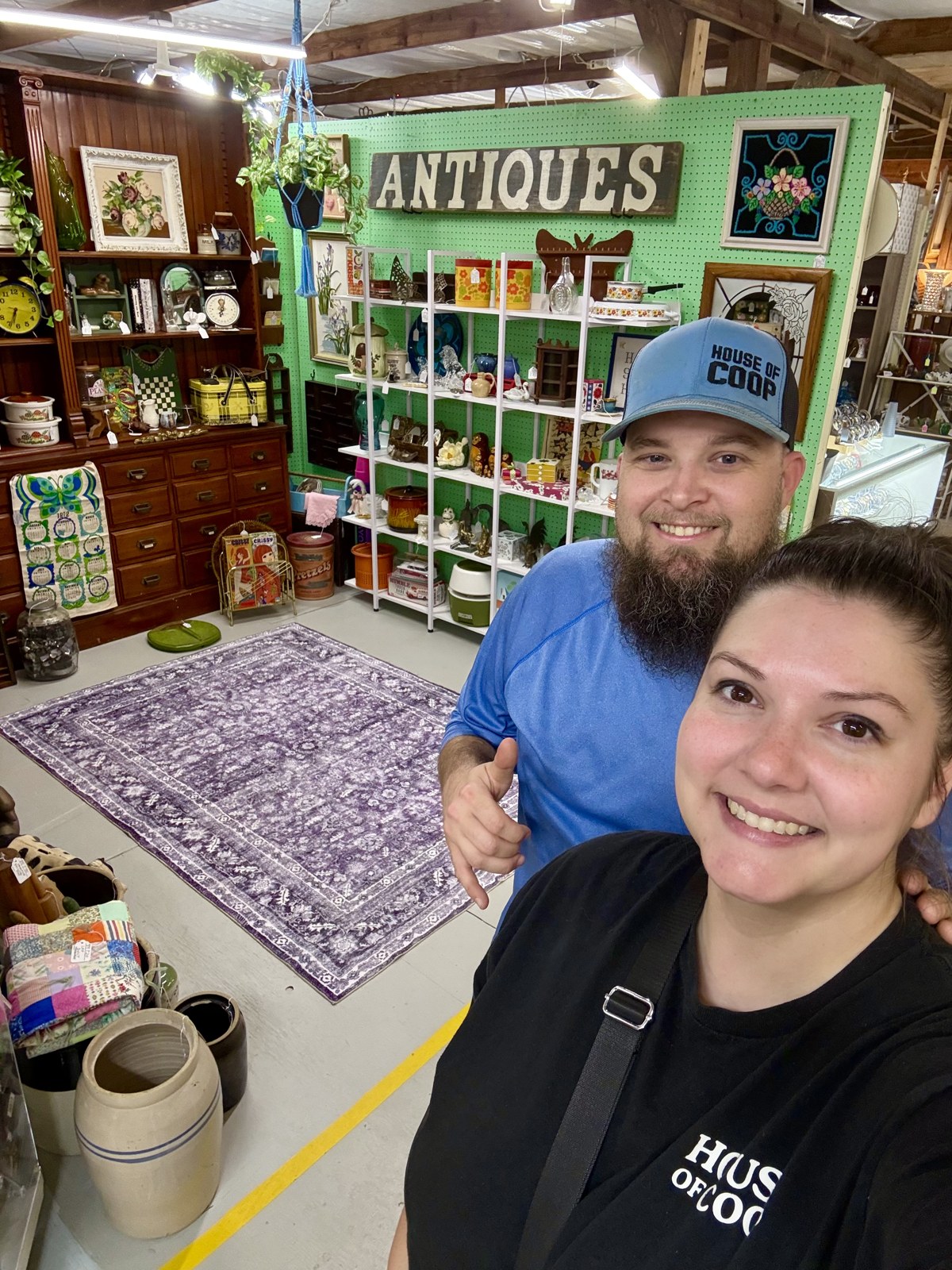 Ashley and Jacob in front of their finished vintage booth