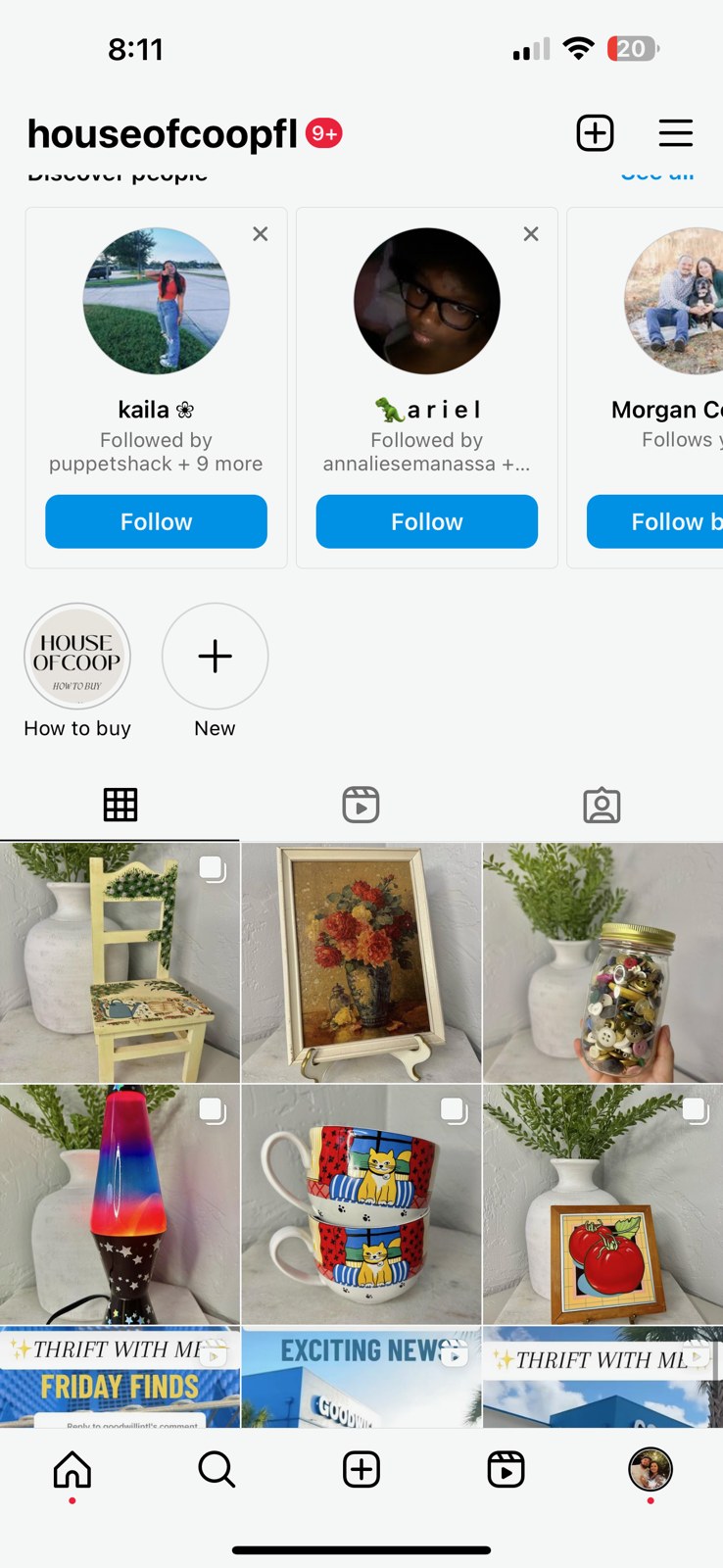 House of Coop Instagram profile showing early vintage listings