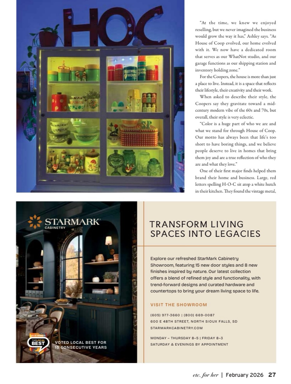 Etc. for Her February 2026 House of Coop feature, page 27