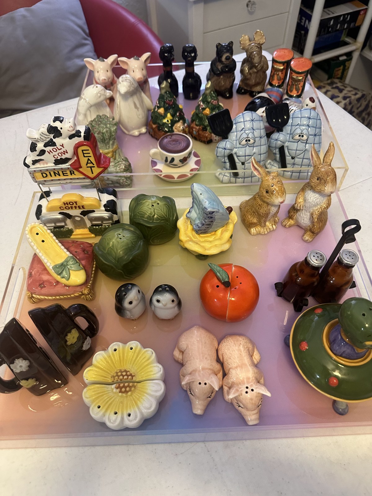 Close view of vintage salt and pepper shakers for the first Whatnot show